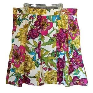 Lane Bryant Vivid Vibrant Floral Multicolor A Line Midi Cotton Casual Skirt 18